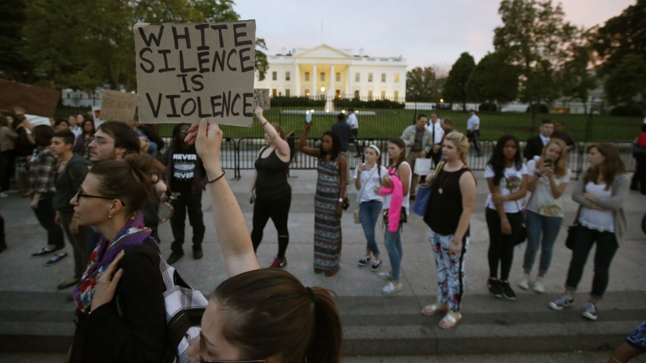 Protesters rally in front of the White House April 29.