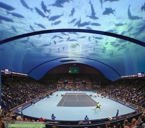 Game, set and catch of the day? Polish architect Kotala Krzysztof has come up with a unique court concept which would allow tennis matches to be contested underwater.