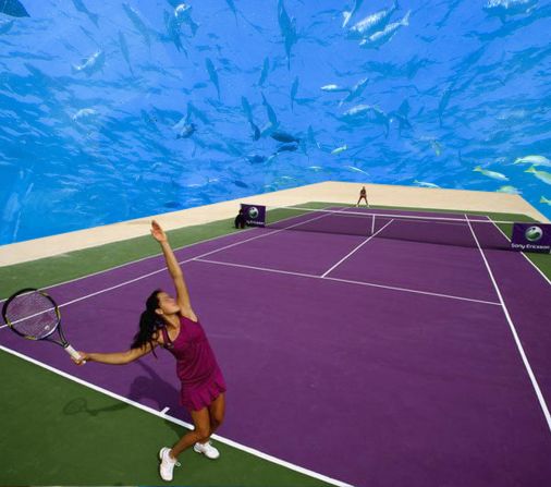 Serving up underwater tennis does not come cheap. Krzysztof, <a href="index.php?page=&url=http%3A%2F%2Fwww.sportskeeda.com%2Ftennis%2Funderwater-tennis-stadium-could-be-a-reality-dubai" target="_blank" target="_blank">who is reportedly seeking investors to set up the project off the coast of Dubai</a>, estimates the court will cost between $1.7-2.5 billion to build.