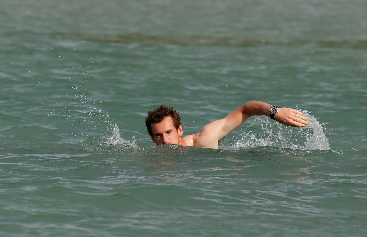 Double grand slam champion Andy Murray uses sea swimming as part of his Miami training regime but how would the world No. 3 feel about playing tennis in the deep?