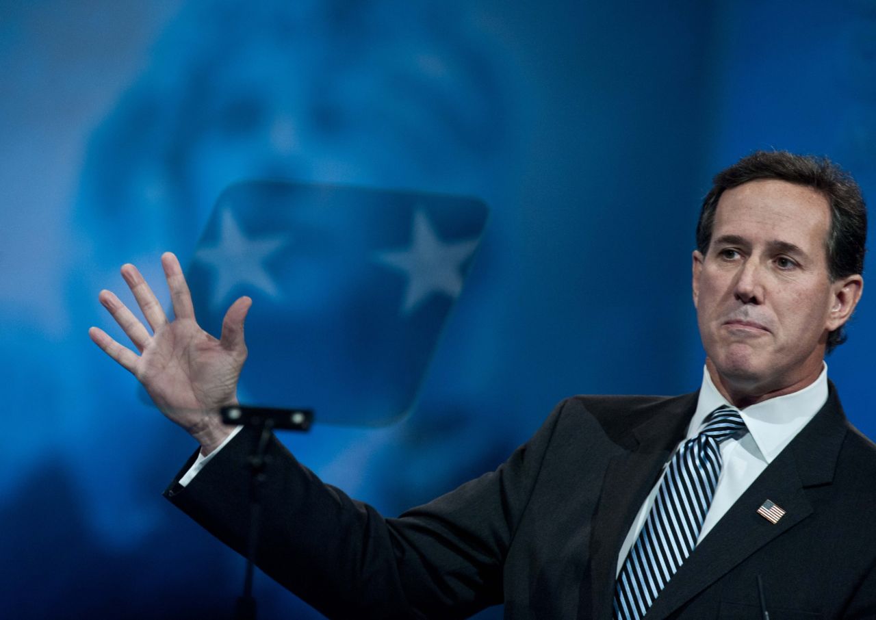 Santorum speaks at the Conservative Political Action Conference in National Harbor, Maryland, on March 15, 2013. 