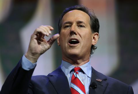 Santorum speaks at the NRA-ILA Leadership Forum on April 10 at the NRA annual meeting in Nashville, Tennessee. 