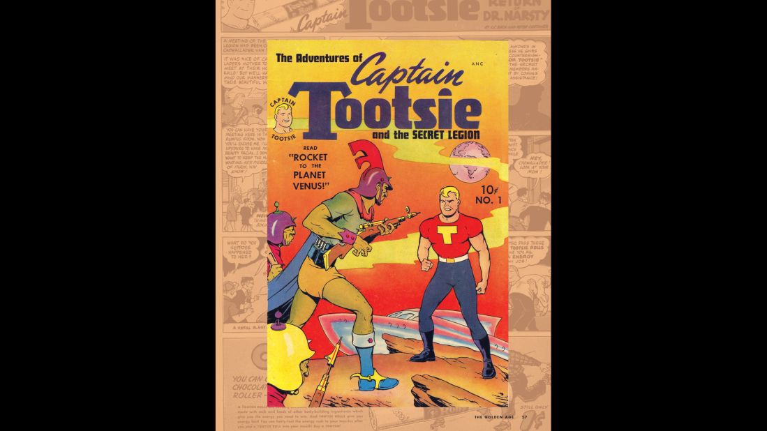 Captain Tootsie debuted in assorted titles in 1943. He was a defender of justice and a mascot for Tootsie Rolls candy. 