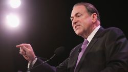 Former Governor of Arkansas Mike Huckabee speaks to guests at the Iowa Freedom Summit on January 24, 2015 in Des Moines, Iowa.