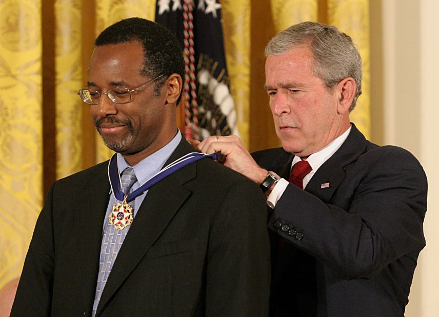 Before his jump into conservative politics, Carson was known for his work as a neurosurgeon. Carson was awarded the Presidential Medal of Freedom by then-President George W. Bush on June 19, 2008. At that time, he was the director of pediatric surgery at Johns Hopkins Hospital in Baltimore, Maryland.
