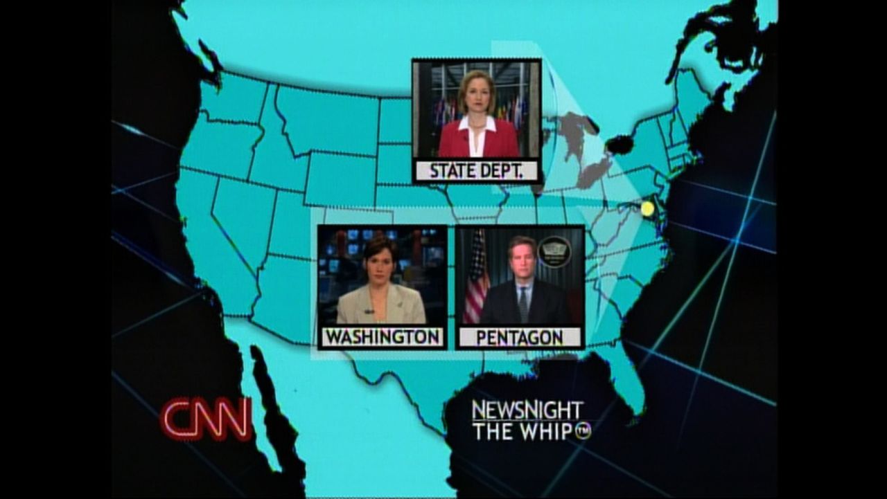 This 2002 broadcast of "NewsNight" included reports from Andrea Koppel at the State Department, Kelli Arena in Washington and Jamie McIntyre at the Pentagon.