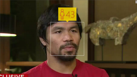 ...against rival Manny Pacquaio, who is just 36 in real life.