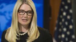US State Department Deputy Spokesperson Marie Harf speaks about the killing of American journalist James Foley by Islamic militants, as she holds the daily press briefing at the US State Department in Washington, DC, August 20, 2014. In a video posted online on Tuesday, a masked militant with the Islamic State (IS) jihadist group is shown beheading Foley, who has been missing since he was seized in Syria in November 2012.