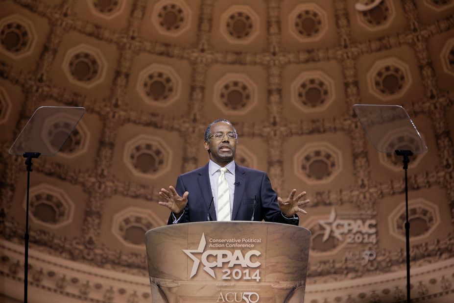 Carson speaks during the 41st annual Conservative Political Action Conference (CPAC) at the Gaylord International Hotel and Conference Center on March 8, 2014, in National Harbor, Maryland.