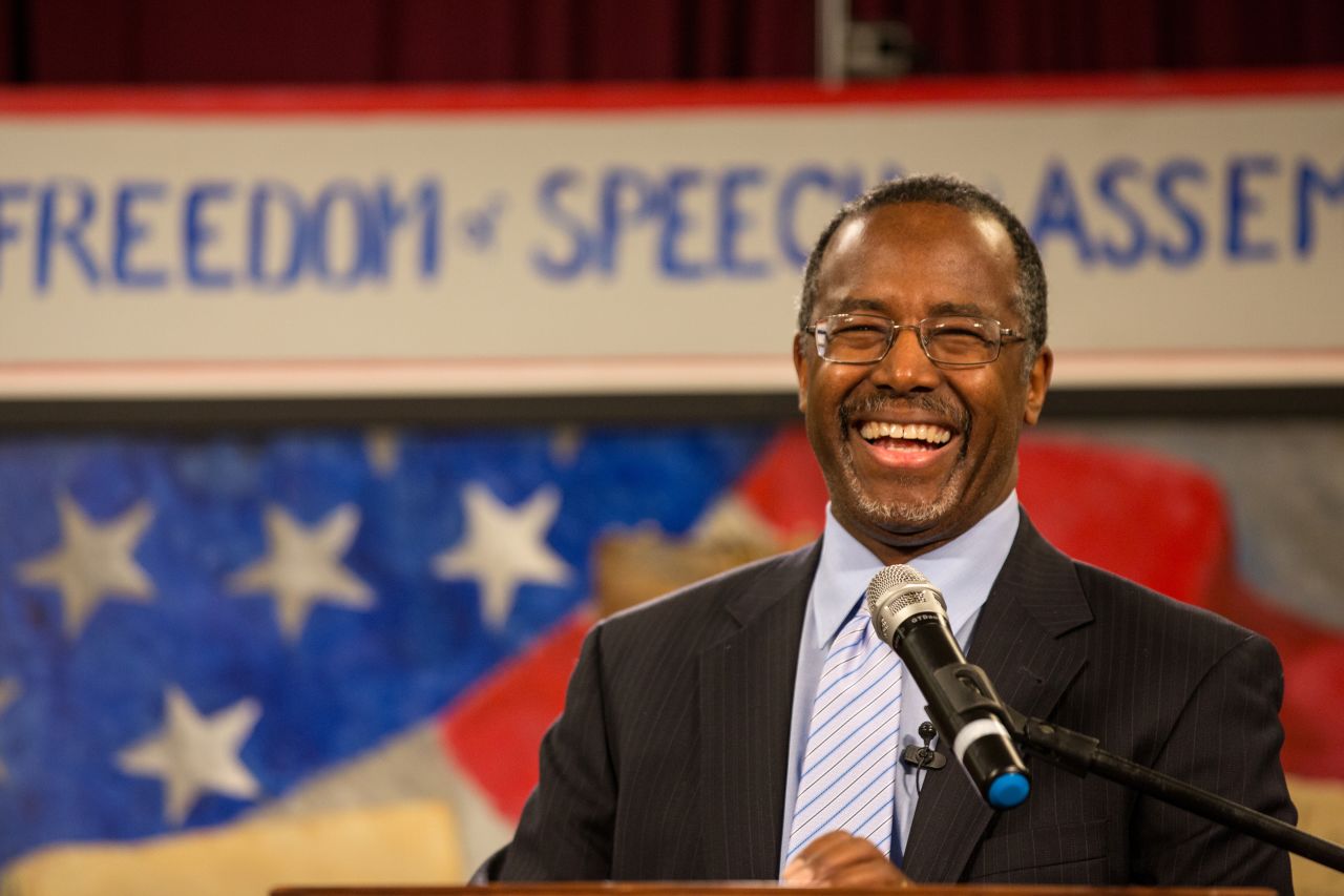 Carson speaks at the South Carolina Tea Party Coalition convention on January 18, 2015, in Myrtle Beach, South Carolina. A variety of conservative presidential hopefuls spoke at the gathering on the second day of a three-day event.