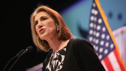 Former business executive Carly Fiorina speaks to guests gathered at the Point of Grace Church for the Iowa Faith and Freedom Coalition 2015 Spring Kickoff on April 25, 2015 in Waukee, Iowa.