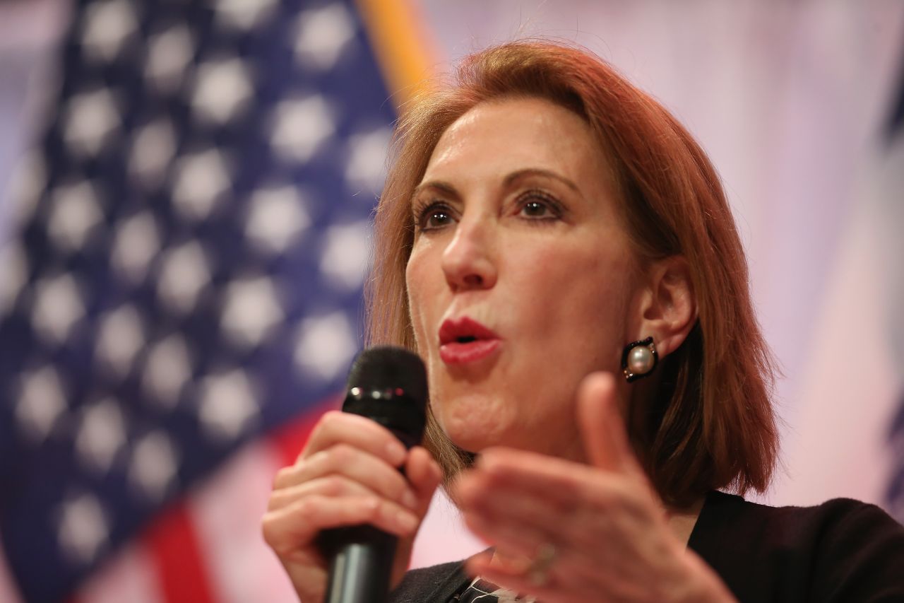 Fiorina speaks to guests gathered at the Point of Grace Church for the Iowa Faith and Freedom Coalition 2015 Spring Kickoff on April 25, 2015, in Waukee, Iowa.