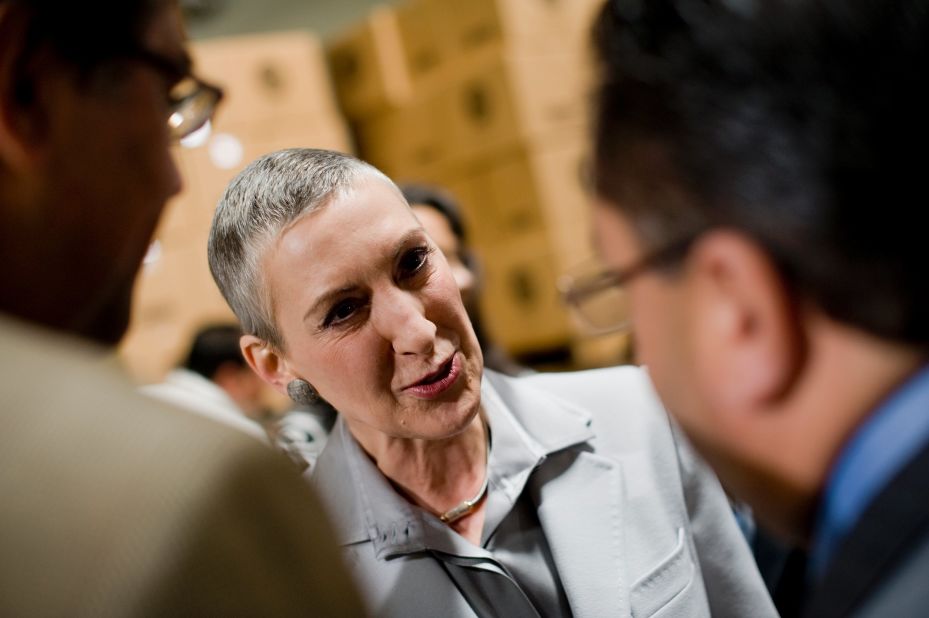 Fiorina greets supporters after announcing her candidacy for U.S. Senate at Earth Friendly Products packaging plant on November 4, 2009, in Garden Grove, California. 