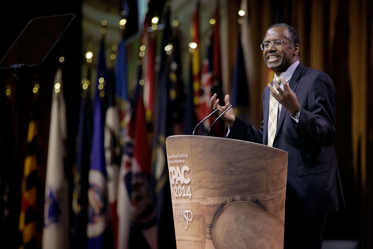 Carson speaks during the 41st annual Conservative Political Action Conference (CPAC) at the Gaylord International Hotel and Conference Center on March 8, 2014, in National Harbor, Maryland.