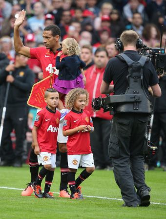 His sons Lorenz and Tate were also at the testimonial game. 