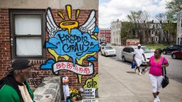 BALTIMORE, MD - MAY 02:  A new mural is seen in the Gilmor Homes May 2, 2015 in Baltimore, Maryland. Freddie Gray, 25, was arrested for possessing a switch blade knife April 12 outside the Gilmor Houses housing project on Baltimore's west side. According to Gray's attorney, Gray died a week later in the hospital from a severe spinal cord injury he received while in police custody.  State attorney Marilyn Mosby of Maryland announced that charges would be brought against the six police officers who arrested Gray.  (Photo by Andrew Burton/Getty Images)