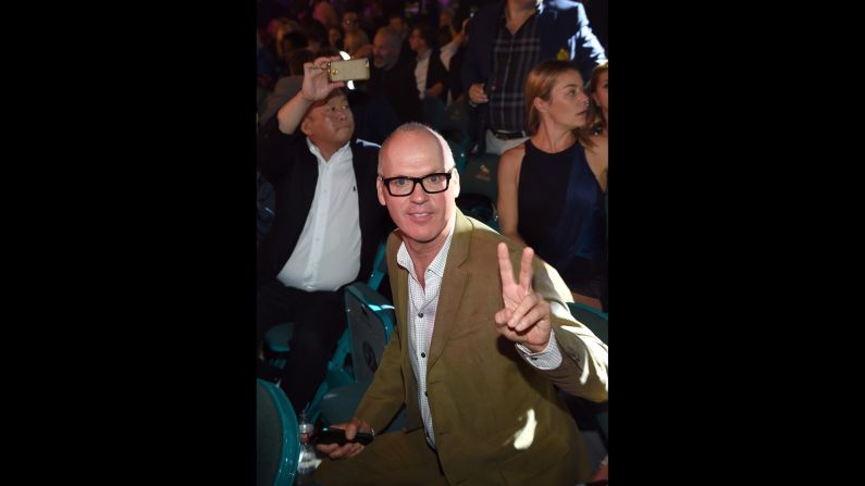 Actor Michael Keaton is ringside for the long-anticipated bout.