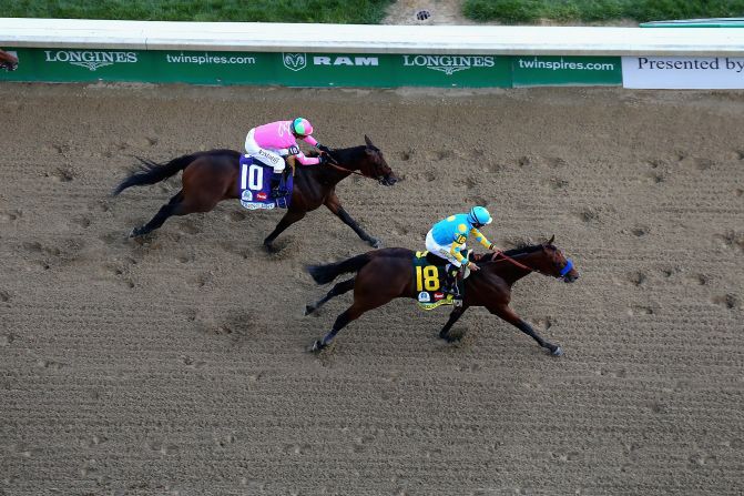 Espinoza gave trainer Bob Baffert his fourth victory in the opening leg of U.S. horse racing's Triple Crown, winning by a length from Firing Line as the 5-2 pre-race frontrunner. 