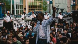 Close to 300 protesters in Columbus, Ohio attend a solidarity march on May 2.