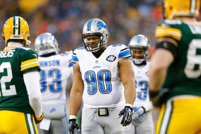 The former Detroit Lions pass rusher (#90), now with the Miami Dolphins, is the first non-quarterback on the list. Suh was signed for a six-year, $114 million contract in March 2015 ($60 million guaranteed), making him the highest paid defensive player in history at the time -- hefty numbers for a 29-year-old lineman with 42 career sacks. 
