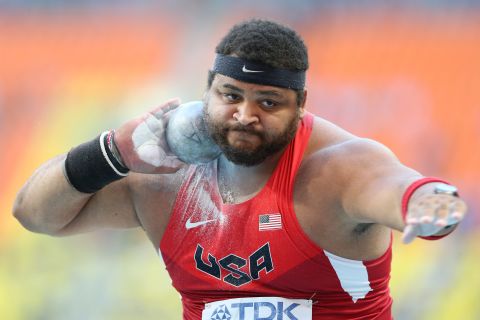 American shot-putter Reese Hoffa, who won a bronze medal at the 2012 Olympics, weighs in at 147 kg (324 lbs). His BMI of 45 is considered extremely obese. 