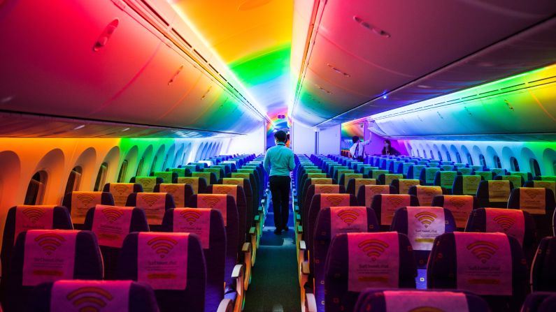Scoot Pte., a unit of Singapore Airlines Ltd., announced the delivery of the airline's first 787 Dreamliner on February 2, 2015. A media tour that day at Singapore Changi Airport allowed attendees to view the 787's interior.