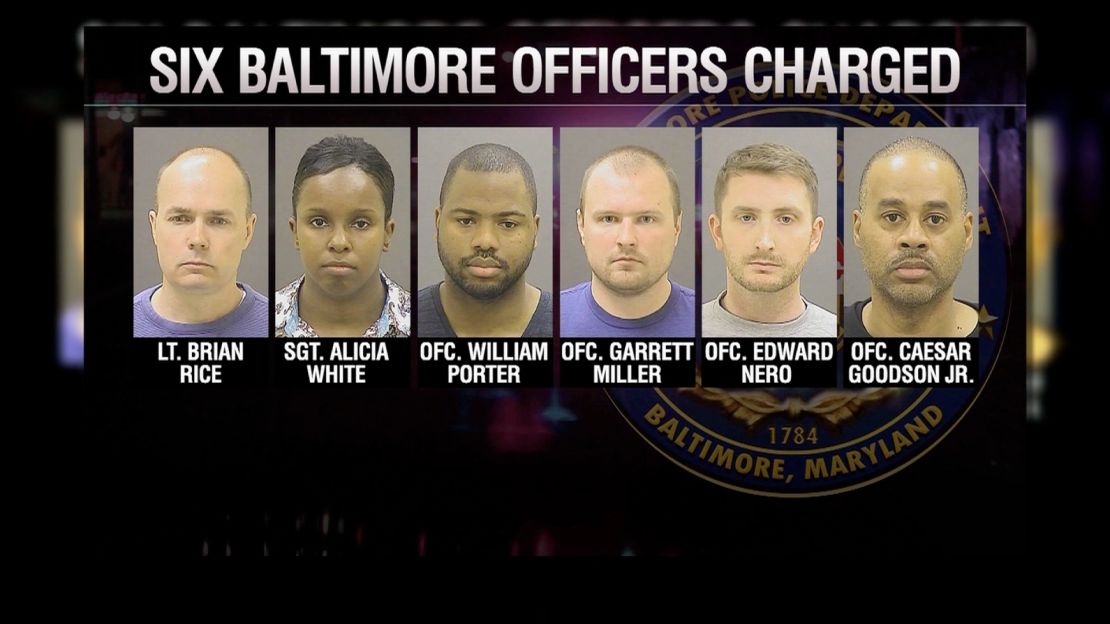 Six officers are charged in connection with Freddie Gray's death. 