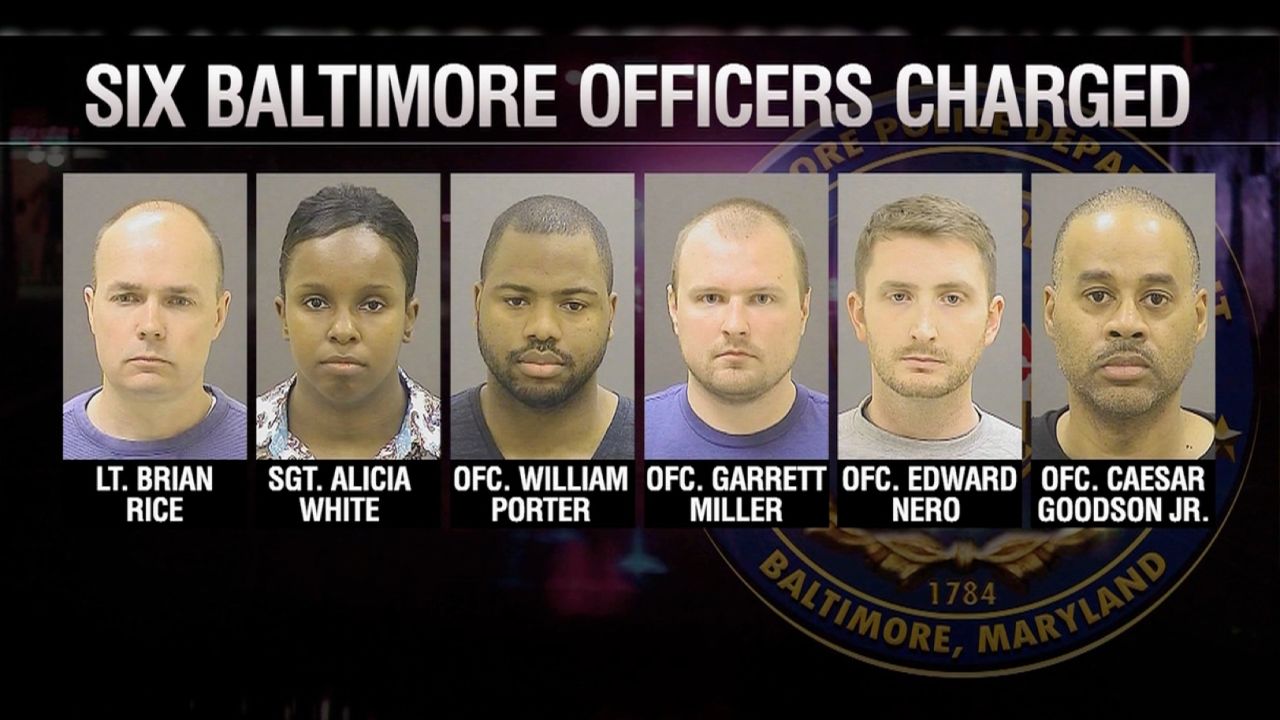 Six officers are charged in connection with Freddie Gray's death.