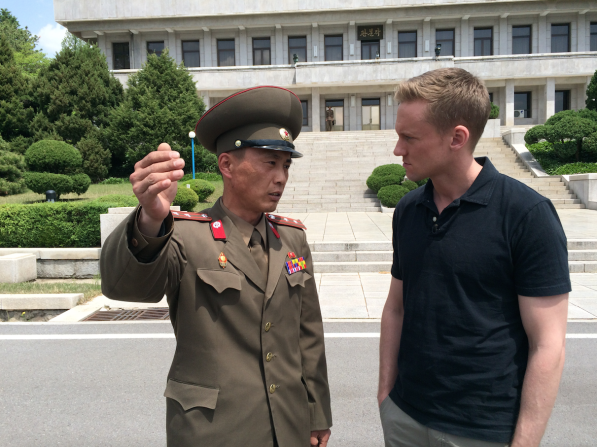CNN correspondent Will Ripley and photojournalist Brad Olson traveled to North Korea after the regime offered them <a href="index.php?page=&url=http%3A%2F%2Fwww.cnn.com%2F2015%2F05%2F02%2Fasia%2Fcnn-inside-north-korea%2Findex.html" target="_blank">a surprise invitation to return</a> to one of the most mysterious countries on earth. They aren't sure why the invitation was offered, what to expect, or even how long they'd be there. Check out the pictures they've taken to document their journey. <strong>HERE: </strong>Junior Lt. Colonel Nam Dong Ho speaks with Will Ripley, who was granted rare access to the DMZ on Monday, May 4, 2015.