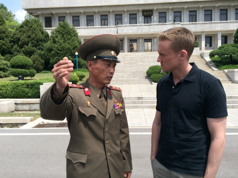Junior Lt. Col. Nam Dong Ho speaks to CNN correspondent Will Ripley. In May 2015, Ripley and his team were <a href="http://www.cnn.com/2015/05/02/asia/cnn-inside-north-korea/">granted rare access to the Demilitarized Zone (DMZ) in North Korea.</a> An estimated three-quarters of North Korea's standing army of more than a million is based near the heavily fortified border.