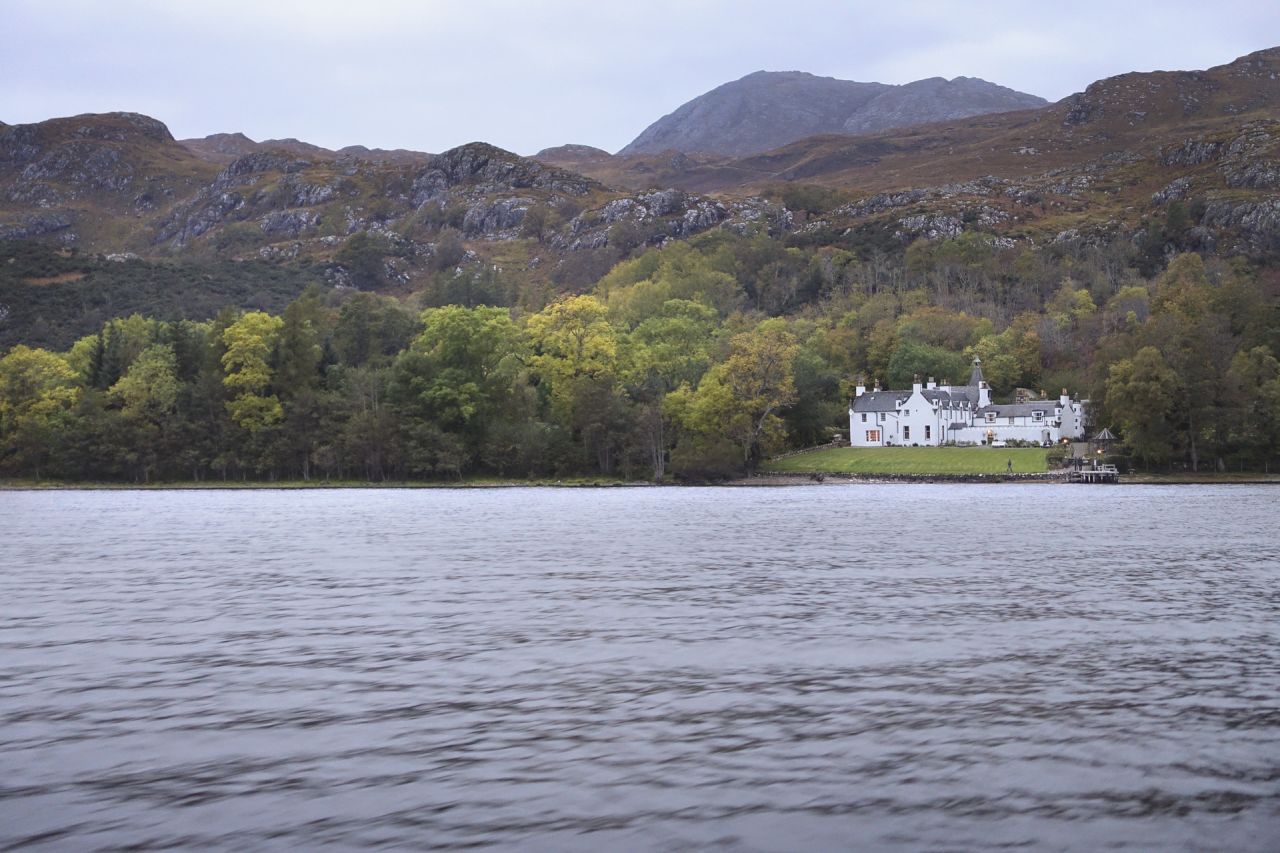The lodge on the Letterewe Estate is only accessible by boat across Loch Maree.