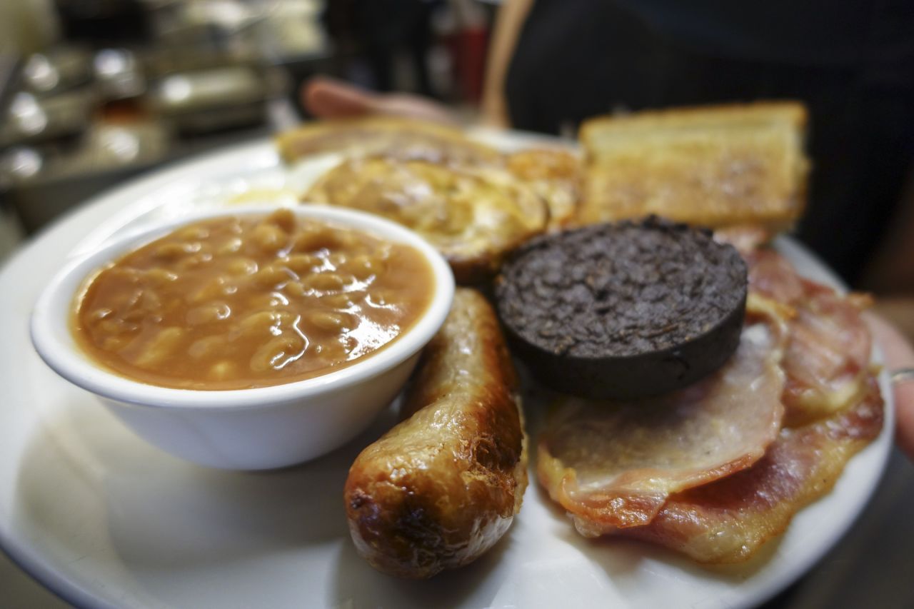 Yup, black pudding for breakfast. The Scottish Breakfast at Wee Guy's Cafe in Glasgow features the traditional blood sausage.