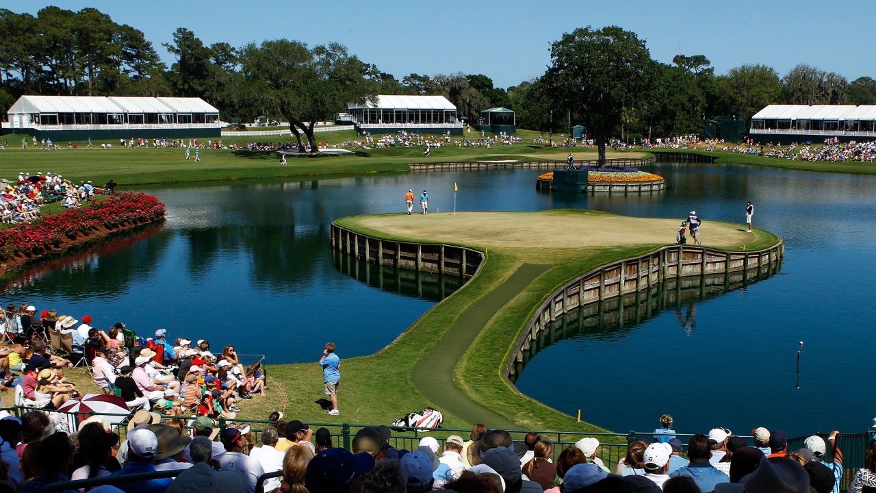 The precariously placed 17th hole at TPC Sawgrass, Florida, has claimed many victims over the years.