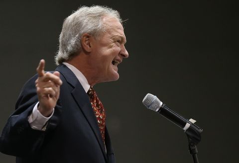 Potential Democratic presidential candidate Lincoln Chafee, a former U.S. senator from Rhode Island, delivers remarks at the South Carolina Democratic Party state convention in Columbia, South Carolina, on April 25.