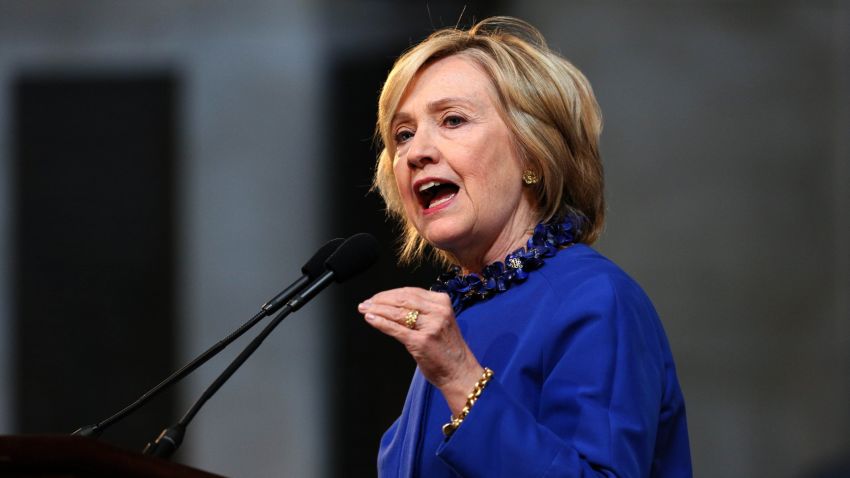 Hillary Clinton delivers the keynote address at the 18th Annual David N. Dinkins Leadership and Public Policy Forum at Columbia University, in New York, April 29, 2015. 