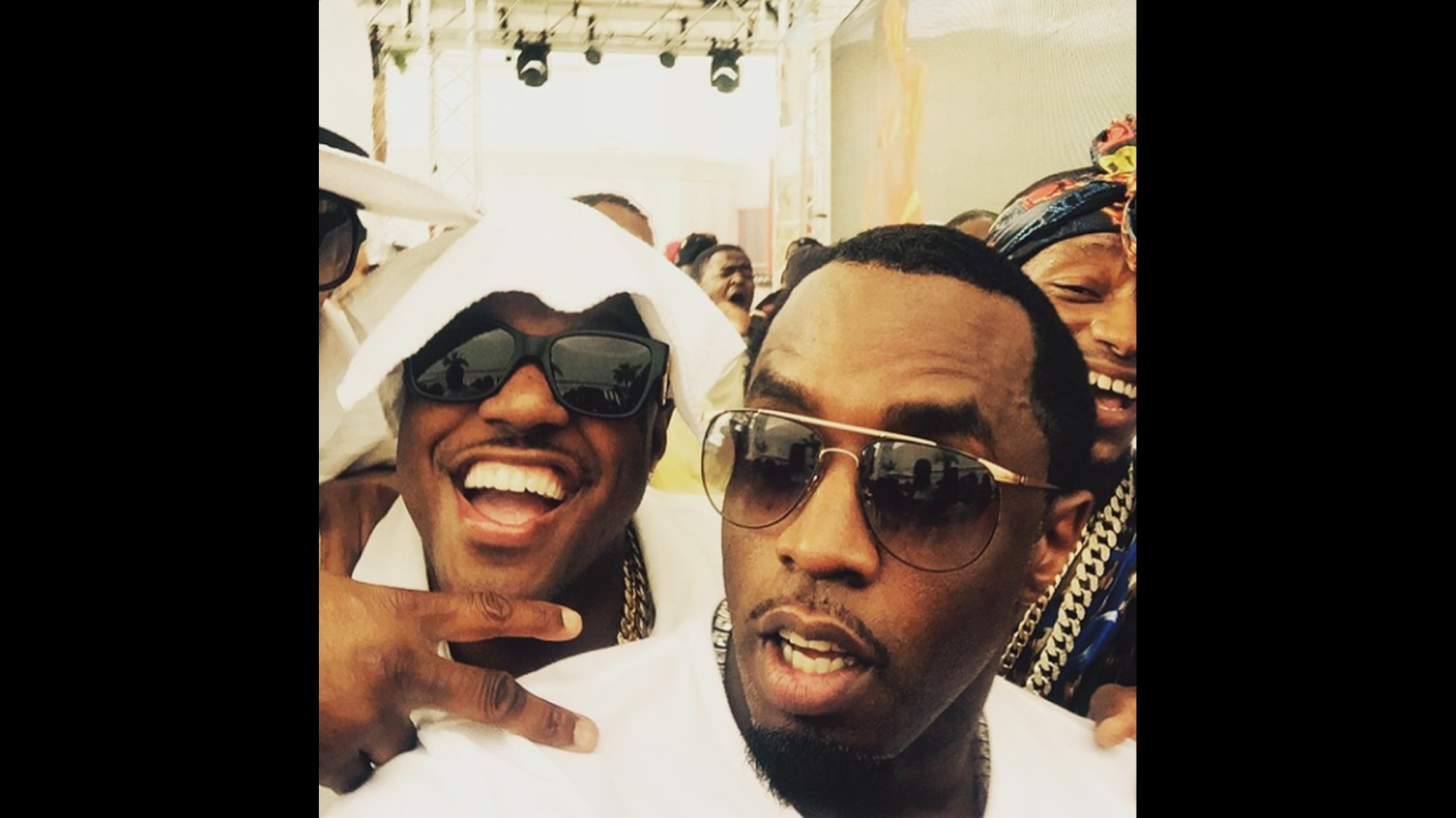 "I TOLD YALL WE'D STILL BE ON TOP!" Rapper Sean "Diddy" Combs<a href="https://instagram.com/p/2M5TCRpl5K/" target="_blank" target="_blank"> posted to Instagram </a>on Saturday, May 2, before the Mayweather vs. Pacquiao fight. He hosted a pool party where he performed with fellow rappers Mase, left, and Lil Wayne, unpictured.  