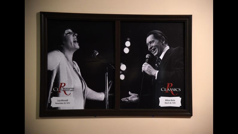 A 1973 photo of Liza Minnelli and a 1978 photo of Milton Berle are displayed at the Riviera. 