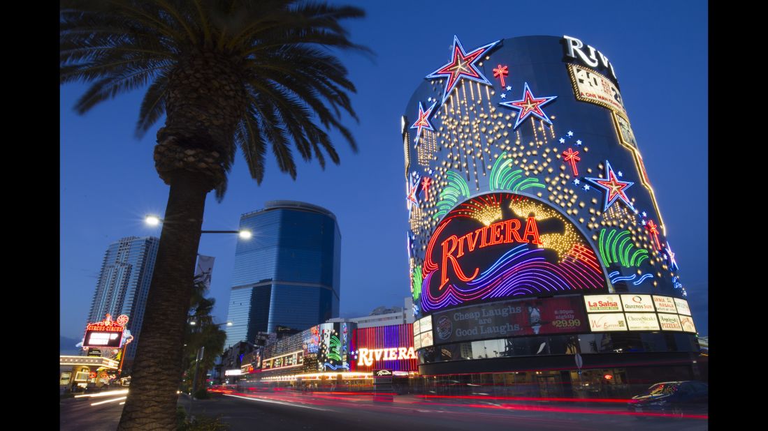 Traffic passes in front of the Riviera on May 4. The building will be demolished to make room for the expansion of the Las Vegas Convention Center.