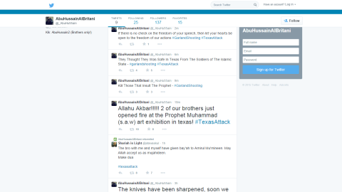 Tweets that appear to be between Simpson and Abu Hussain al Britani