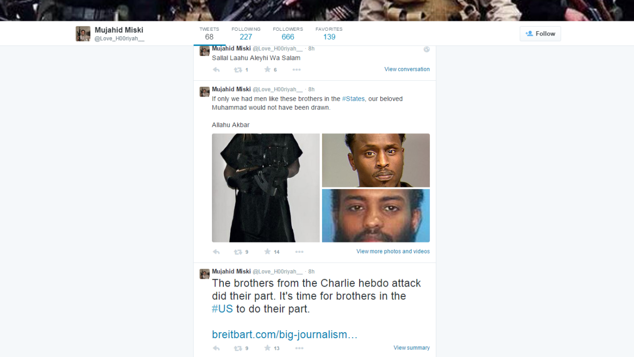 Tweets that appear to be from American Mohamed Abdullahi Hassan