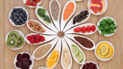 Researchers defined a "healthy diet" as one containing lots of fruits and vegetables, nuts, fish, moderate alcohol use and minimal red meat. Click through our gallery of superfoods for what to include in your healthy diet.  