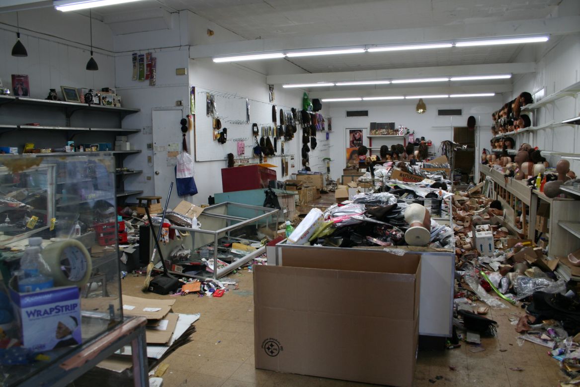 Most of the store's merchandise was looted during the rioting.