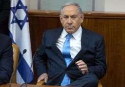 Caption:Israeli Prime Minister Benjamin Netanyahu, pictured in April. On Monday, Netanyahu praised the Israeli military's diversion of a boat trying to violate the Gaza blockade. MENAHEM KAHANA/AFP/Getty Images)