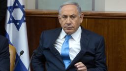 Caption:Israeli Prime Minister Benjamin Netanyahu looks on during the weekly cabinet meeting at his Jerusalem office on April 19, 2015. AFP PHOTO / POOL / MENAHEM KAHANA (Photo credit should read MENAHEM KAHANA/AFP/Getty Images)