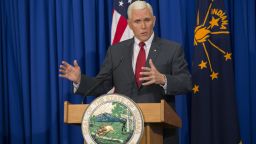 Gov. Pence speaks about his state's controversial Religious Freedom Restoration Actduring a press conference on March 31, 2015 at the Indiana State Library in Indianapolis.