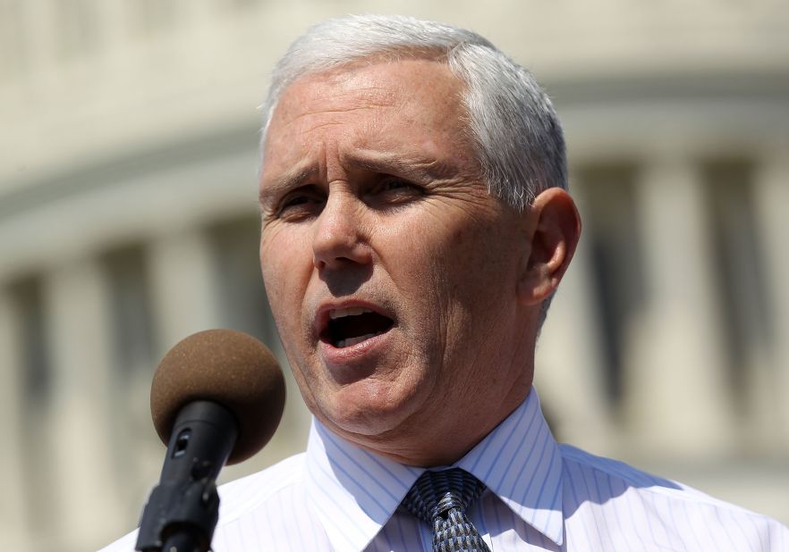 Pence speaks during a rally on Capitol Hill on April 6, 2011, held by Americans for Prosperity in support of spending cuts. 