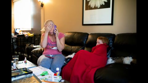 An exhausted and frustrated Cheryl sorts out a plan for Colin after his sister contracted a virus at school in October. Because of Colin's compromised immune system, he had to be separated from his sister for a week while her virus ran its course.