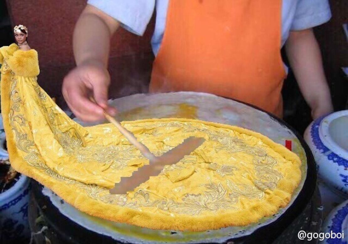 Chinese Internet users Photoshopped Rihanna's cape onto photos of jianbing, a fried pancake.