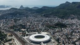 Aerial view of the Mario Filho (Maracana) stadium in Rio de Janeiro, Brazil, on December 3, 2013. The Maracana stadium will host the Brazil 2014 FIFA World Cup and the 2016 Summer Olympics. AFP PHOTO / YASUYOSHI CHIBA JAPAN OUT (Photo credit should read YASUYOSHI CHIBA/AFP/Getty Images)