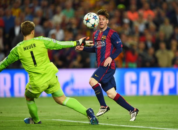  Messi's second goal of the night against Bayern was sumptuous. The forward left Jerome Boateng, the defender, flat on his back before nonchalantly chipping the ball over Manuel Neuer, arguably the world's best goalkeeper. It was a goal which sent social media into meltdown. 